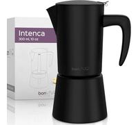 bonVIVO Moka Pot 300ml 6 Cup Stainless Steel Stovetop Espresso Maker Black
