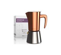 bonVIVO Moka Pot - 6 Cup Intenca Stainless Steel Espresso Maker w/Copper Finish - Stove Top Italian Coffee Maker - 300ml Coffee Pot - Gifts for Men