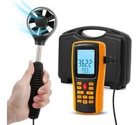 Bonvoisin Anemometer Handheld CFM/CMM Air Flow Velocity Meter Wind Speed Gauges with Backlight LCD Display for HVAC in-Duct Airflow Air Velocity Temperature (Vane Anemometer)