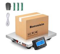 Bonvoisin Cordlesss Postal Scale 300kg/660lb with Seperate LCD Display, Stainless Steel Platform, Batteries & Plug-in Dual Use, kg/lb/oz/lb:oz, TARE/HOLD/COUNT Functions (300kg GB)