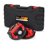 Bonvoisin Electric Vacuum Suction Cups 2Pcs with Lithium Battery, 440lbs Max. Load Capacity, with Pressure Gauge, Three Layer Rubber, for Tiles/Glass/Window/Steel/Stone/Wood (GB)