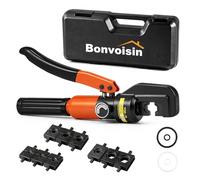 Bonvoisin Hydraulic Crimping Tool 4-70mm² for Copper/Aluminium | 9 Interchangeable Dies Cover 4-70mm², Fit Copper & Aluminium Terminals, Rotatable Head, Auto Pressure Relief, Robust Alloy