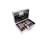 bonvoyage, Makeup Kit, Includes Lipsticks, Eyeshadows, Blush, Nail Polish, Mirror and Make Up Brushes, Portable Lightweight Metal Train Case, Bon Voyage