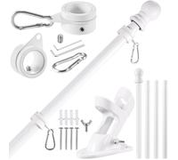 BONWIN White Flag Pole Kit for House 5FT Thickened Stainless Steel Outside Wall Mount Flagpole for 3x5 Flag 1 Tangle Free R