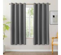 BONZER 100% Blackout Curtains for Bedroom - Light Blocking Thermal Insulated Window Drapes with Black Laminated Backing, Single Layer Total Room Darkening Curtain, 54 x 72 Inch, Grey, 2 Panels