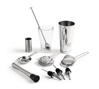 Bonzer Cocktail Bar Kit with Double Sided Jigger Muddler Mixing Spoon - 9 Pieces