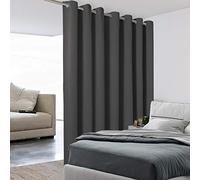BONZER Extra Wide Room Divider Curtain Total Privacy Wall Grommet Top | Thermal Insulated Blackout Curtains for Slide Window, 96L x 120W Inch (8L x 10W ft), 1 Panel, Dark Grey