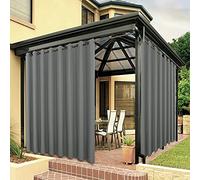BONZER Extra Wide Waterproof Outdoor Curtains for Patio Heavy Privacy Light Filtering Grommet Outside Curtains for Porch, Pergola, Gazebo, 1 Panel, 150W x 95L inch, Grey