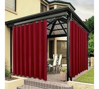 BONZER Extra Wide Waterproof Outdoor Curtains for Patio Heavy Privacy Light Filtering Grommet Outside Curtains for Porch, Pergola, Gazebo, 1 Panel, 150W x 84L inch, Red