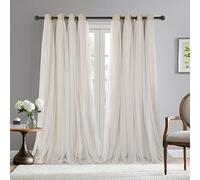 Bonzer Mix and Match Blackout Curtains Grommet Double-Layered Curtains with White Sheer Voile for Living Room, Beige, 52x95 Inch, Set of 2 Panels