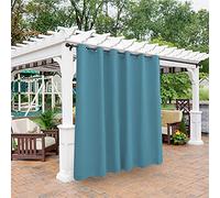 Bonzer Outdoor Curtains for Patio Waterproof - Light Blocking Weather Resistant Privacy Grommet Blackout Curtains for Gazebo, Porch, Pergola, Cabana, Deck, Sunroom, 1 Panel, 100W x 108L inch, Teal