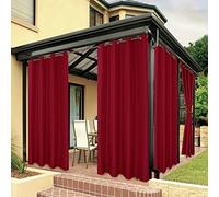 Bonzer Outdoor Waterproof Curtains for Patio Privacy Grommet Light Filtering Outside Curtains for Gazebo, Porch, Pergola, Pavilion, 1 Panel, 84W x 120L inch, Red