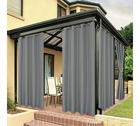 BONZER Outdoor Waterproof Curtains for Patio Privacy Grommet Light Filtering Outside Curtains for Gazebo, Porch, Pergola, Pavilion, 1 Panel, 84W x 84L inch, Grey