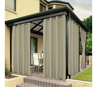 BONZER Outdoor Waterproof Curtains for Patio Privacy Grommet Light Filtering Outside Curtains for Gazebo, Porch, Pergola, Pavilion, 1 Panel, 84W x 84L inch, Taupe