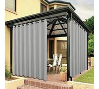 BONZER Outdoor Waterproof Curtains for Patio Wide Grommet Light Filtering Outside Curtains for Gazebo, Porch, Pergola, Pavilion, 1 Panel, 110W x 108L inch, Silver