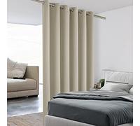 BONZER Room Divider Blackout Curtain Wide Room Darkening Total Privacy Wall Noise Reducing for Bedroom, 96L x 70W Inch (8L x 5.8W ft), 1 Panel, Cream