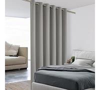 BONZER Room Divider Curtain Total Privacy Wall Wide Grommet Room Darkening Curtains for Patio Sliding Glass Door, 96L x 70W Inch (8L x 5.8W ft), 1 Panel, Silver
