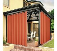 BONZER Waterproof Outdoor Curtains for Patio Porch Pergola Cabana Thick Privacy Wide Grommet Indoor Curtains for Bedroom Living Room, 1 Panel, 110W x 84L inch, Mecca Orange