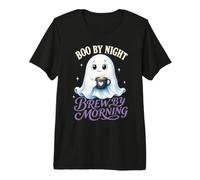 Boo by Night Brew by Morning Cute Halloween Ghost Coffee Premium T-Shirt