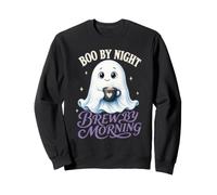 Boo by Night Brew by Morning Cute Halloween Ghost Coffee Sweatshirt