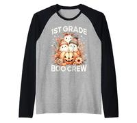 Boo Crew 1st Grade Teacher Kid Group Halloween Costume Ghost Raglan Baseball Tee