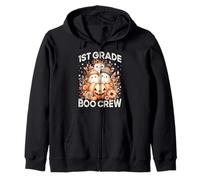 Boo Crew 1st Grade Teacher Kid Group Halloween Costume Ghost Zip Hoodie