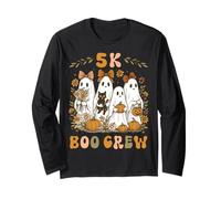 Boo Crew 5K Teacher Wildflower Coquette Bow Halloween Ghost Long Sleeve T-Shirt