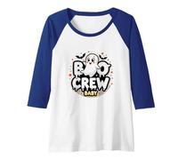 Boo Crew Baby: Cute Ghost Halloween Infant Costume Raglan Baseball Tee, Women, Royal Blue/White, S