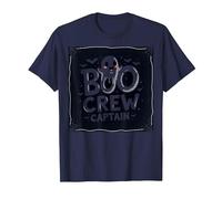 Boo Crew Captain: Spooky Halloween Ghost Squad Leader T-Shirt, Men, Navy, 3XL