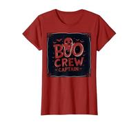 Boo Crew Captain: Spooky Halloween Ghost Squad Leader T-Shirt, Women, Cranberry Red, 3X-Large