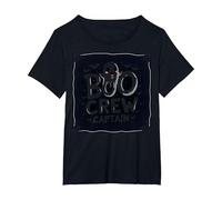 Boo Crew Captain: Spooky Halloween Ghost Squad Leader T-Shirt, Women's Plus, Black, 1X