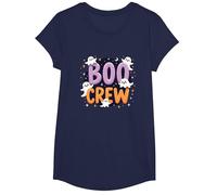 Boo Crew: Cute Ghost Squad Halloween Party Fun T-Shirt, Girls, Navy, XS