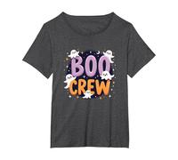 Boo Crew: Cute Ghost Squad Halloween Party Fun T-Shirt, Women's Plus, Dark Heather Grey, 5X