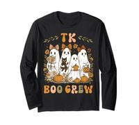 Boo Crew TK Teacher Wildflower Coquette Bow Halloween Ghost Long Sleeve T-Shirt