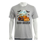 Boo-Dozer Funny Halloween T-Shirt - Men - 2XL - Grey - Cute Unisex Spooky Tee - Trendy Ghost Design Shirt - Crew Neck Fall Tee for Toddlers