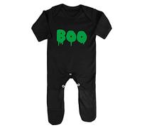 Boo Dripping Graphic Word Halloween Statement Baby Romper Jumpsuit with feet, 3-6 Months, Black