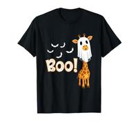 Boo Ghost Giraffe Halloween Fall Autumn Animal Lover Kids T-Shirt