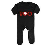 Boo Ghost Graphic Word Halloween Statement Baby Romper Jumpsuit with feet, 0-3 Months, Black