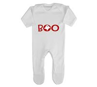 Boo Ghost Graphic Word Halloween Statement Baby Romper Jumpsuit with feet, 0-3 Months, White