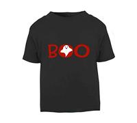 Boo Ghost Graphic Word Halloween Statement Short Sleeve Cotton Toddler t Shirt, 3-4 Years, Black