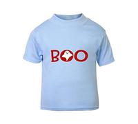 Boo Ghost Graphic Word Halloween Statement Short Sleeve Cotton Toddler t Shirt, 3-4 Years, Pastel Blue