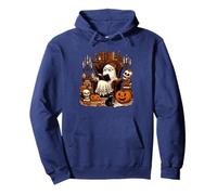 Boo Ghost Reading Books Halloween Collection Bookworm Reader Pullover Hoodie