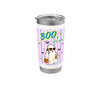 Boo Ghost Sunglasses Phone Iced Coffee Halloween Stainless Steel Insulated Tumbler
