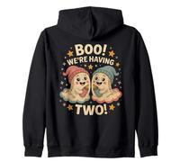Boo Ghost We’re Having Two Halloween Twins Pregnancy Reveal Zip Hoodie