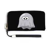 Boo Ghostly Leather Wallet Fashion Purse Long Pouch with Wrist Strap for Men Women