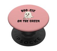 Boo-Gie On The Green Funny Pun Cute Ghost Golfing Design PopSockets Adhesive PopGrip