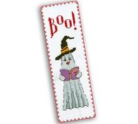 Boo! Halloween Counted Cross Stitch Bookmark Kit - DIY Embroidery Set for Adults