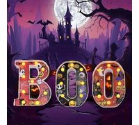 BOO Halloween Ghost Letter Decorative Lights 3 LED Glowing Alphabet Lights Pumpkin Logo Create Horror Party Atmosphere Suitable for Kitchen Table Bedroom