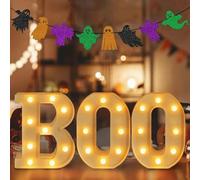 BOO Halloween Ghost Letter Decorative Lights 3 LED Glowing Alphabet Lights Pumpkin Logo Create Horror Party Atmosphere Suitable for Kitchen Table Bedroom