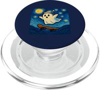 Boo Halloween Ghost Riding Skateboard Van Gogh Starry Night PopSockets PopGrip for MagSafe
